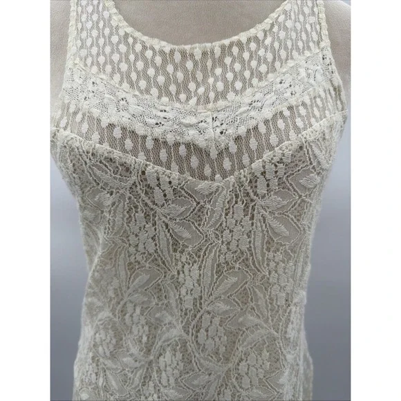 American Eagle Outfitters Women's S Ivory Lace Sleeveless Babydoll Sweetheart - Picture 2 of 8